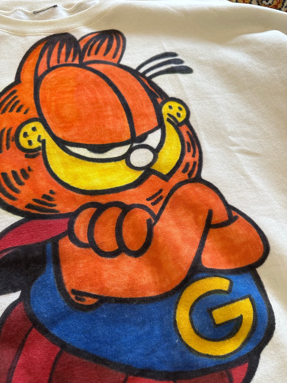 80s 슈퍼 가필드 "핸드페인팅" 아트워크 맨투맨 - XL 상품이미지4