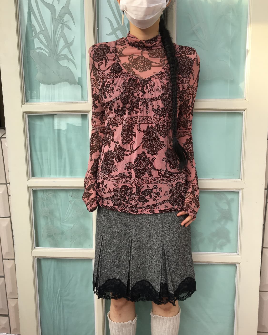 Layered point pattern high neck mesh sle 상품이미지5