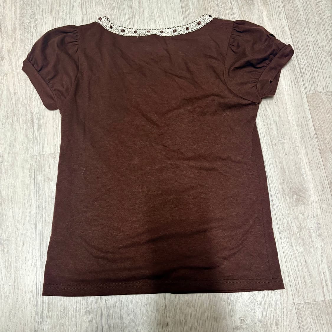 핑키걸스 브라운 레이스 라떼갸루 반팔티  상품이미지4