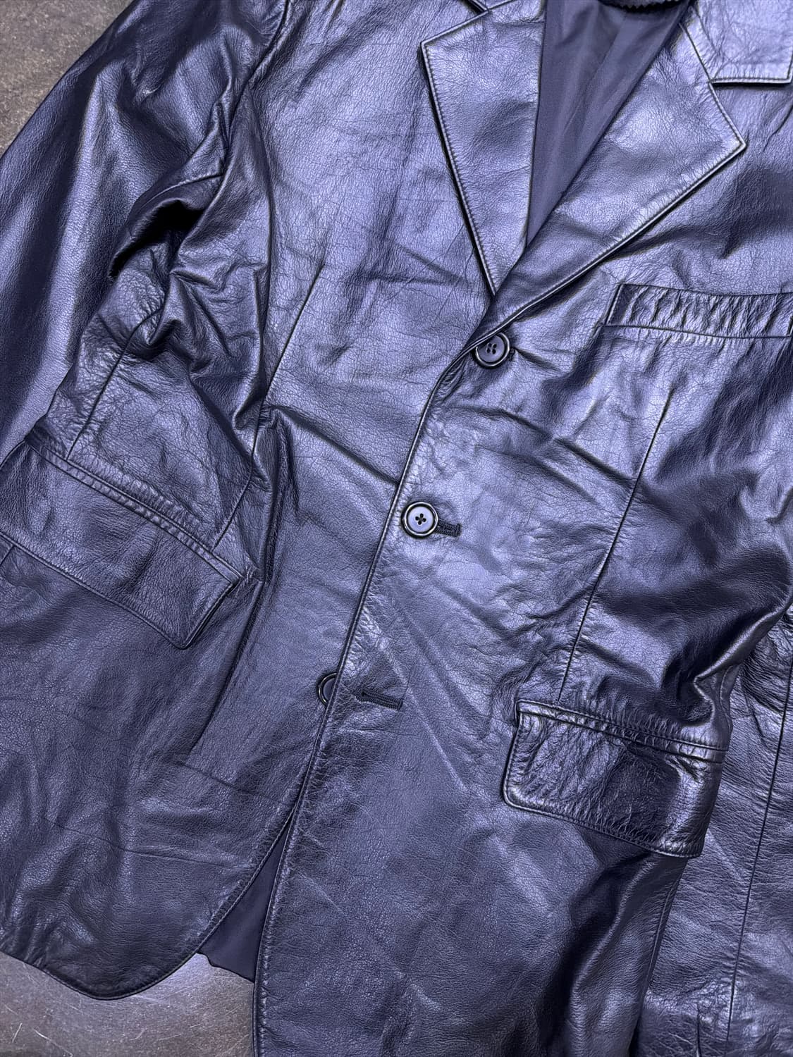 심플 클래식 싱글 3버튼 블레이저 양가죽 레더자켓 M 상품이미지5