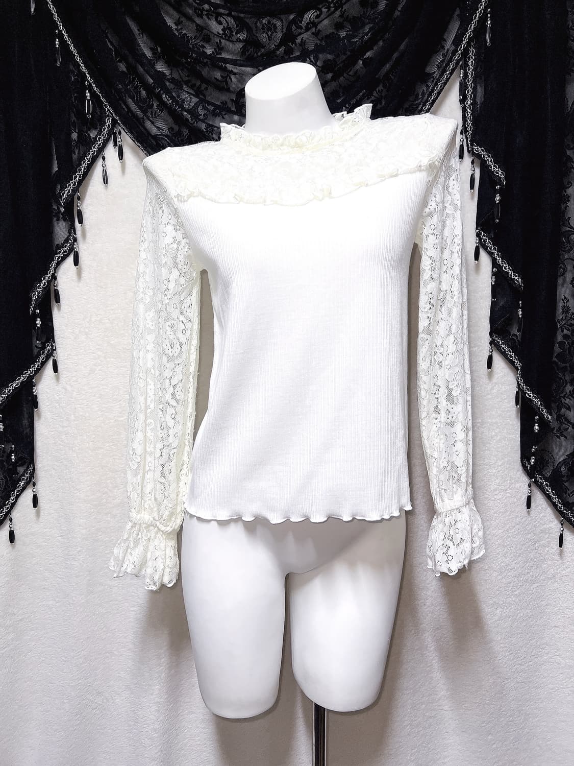 로맨틱고딕 엔젤릭 고스로리타 히메갸루 양산형 프릴레이스 블라우스 핀터 상품이미지6