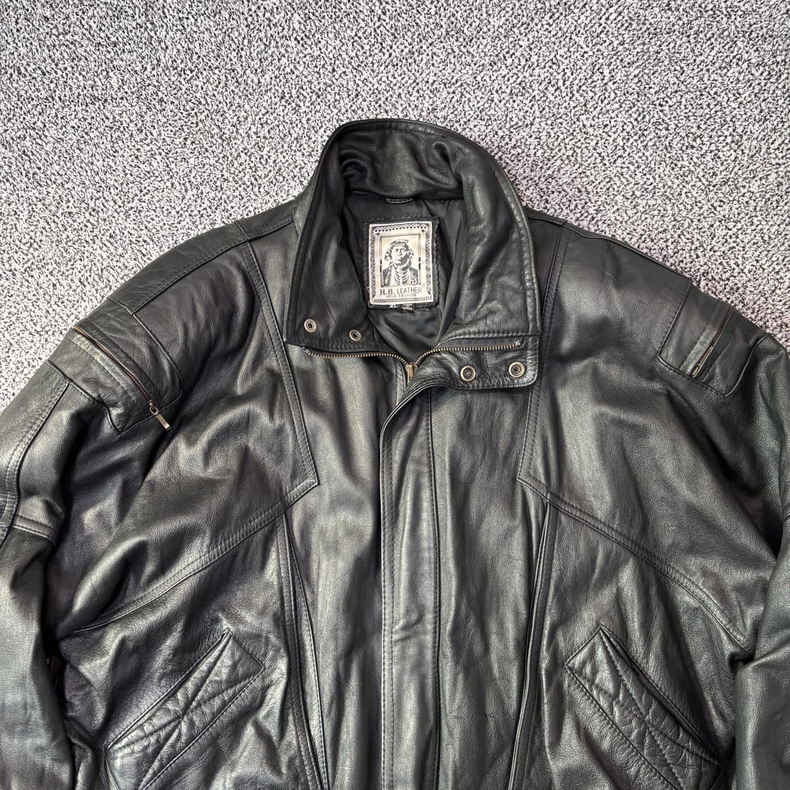 H.B leather 90s 소가죽 봄버 자켓 (XL) 상품이미지2