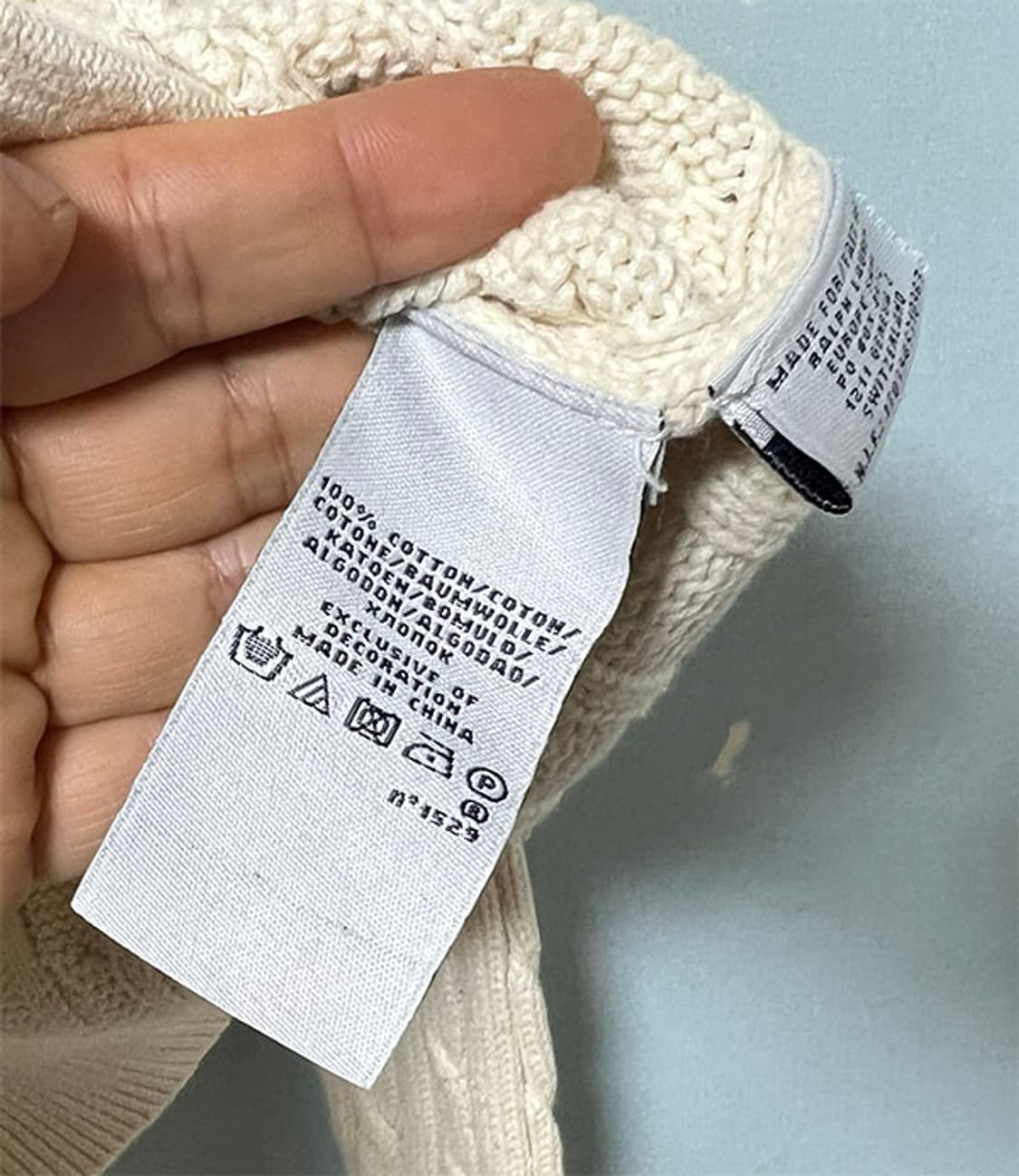 랄프로렌 스포츠 여자 꽈배기 니트집업 코튼가디건 아이보리 S 90 55 상품이미지5