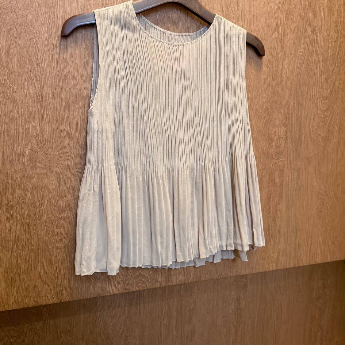 빈티지 슬리브리스 플리츠 블라우스 루즈핏 베이지 상품이미지4
