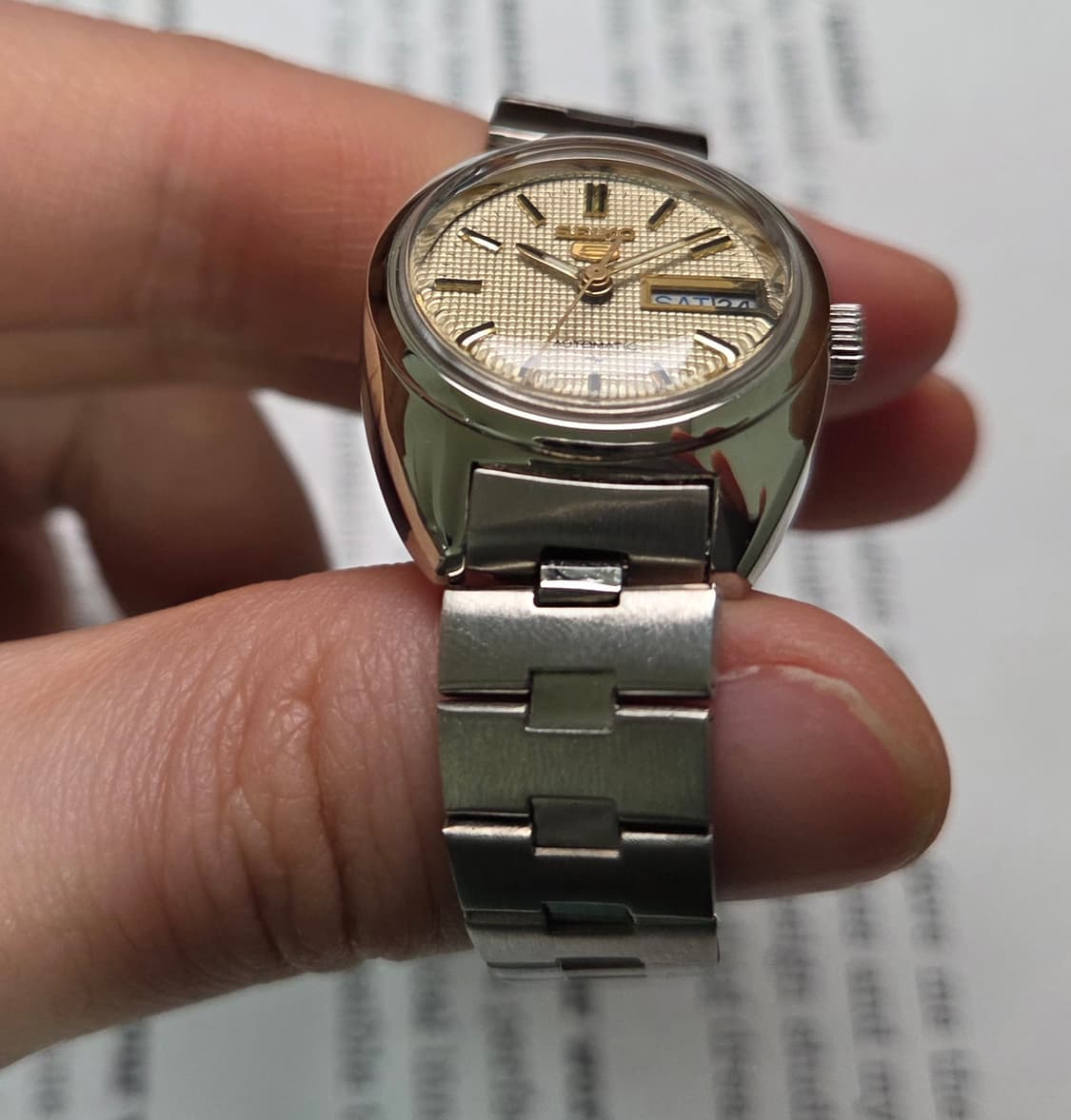 빈티지 세이코 터틀형 골드 와플판 오토매틱 여성용 브레이슬릿 ver. 상품이미지8