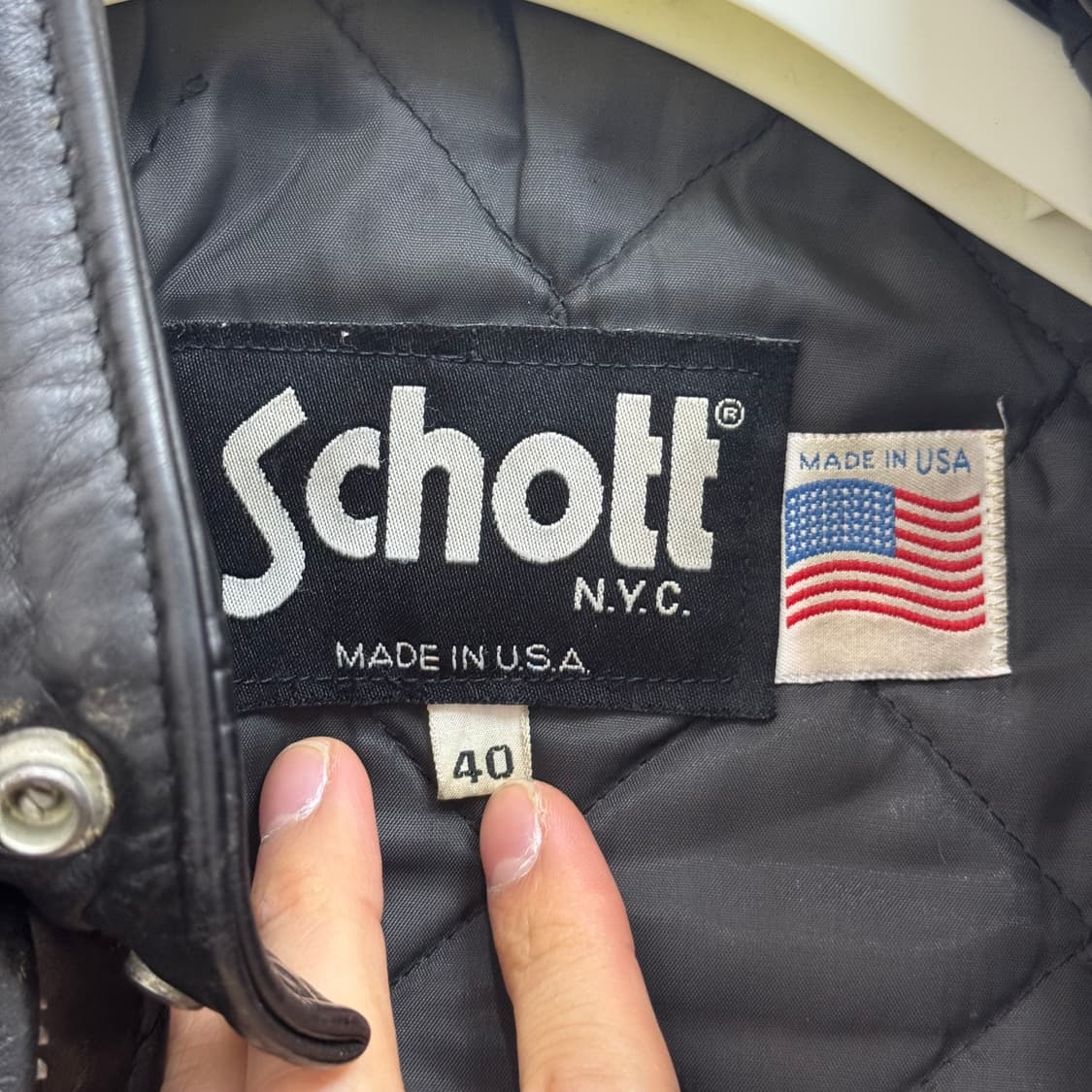 40) 90s 쇼트(Schott) 641Q 라이더 카페 레이서 가죽자켓 상품이미지2