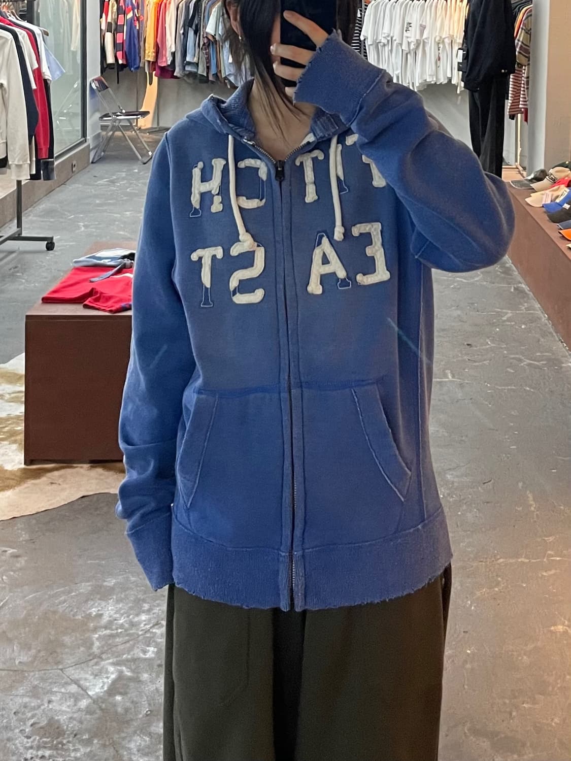 아베크롬비 빈티지 데미지 블루 후드집업 H2625 상품이미지1