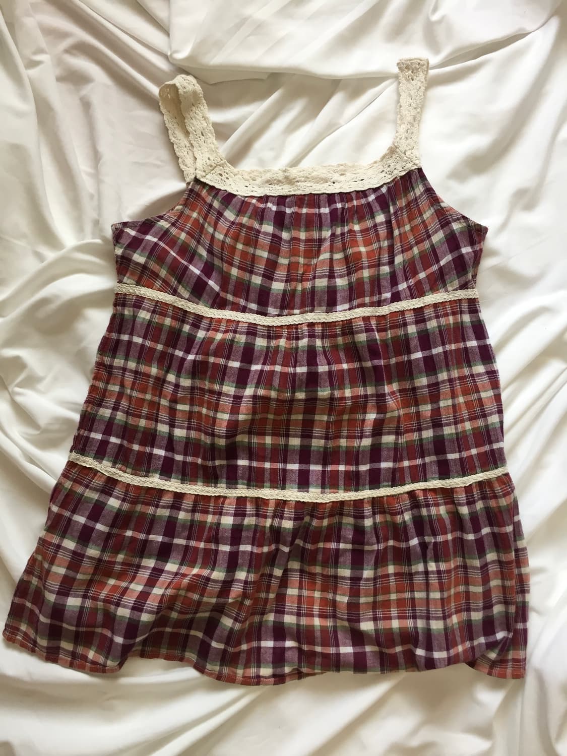 모리걸 하구미 체크 레이스 나시 상품이미지5