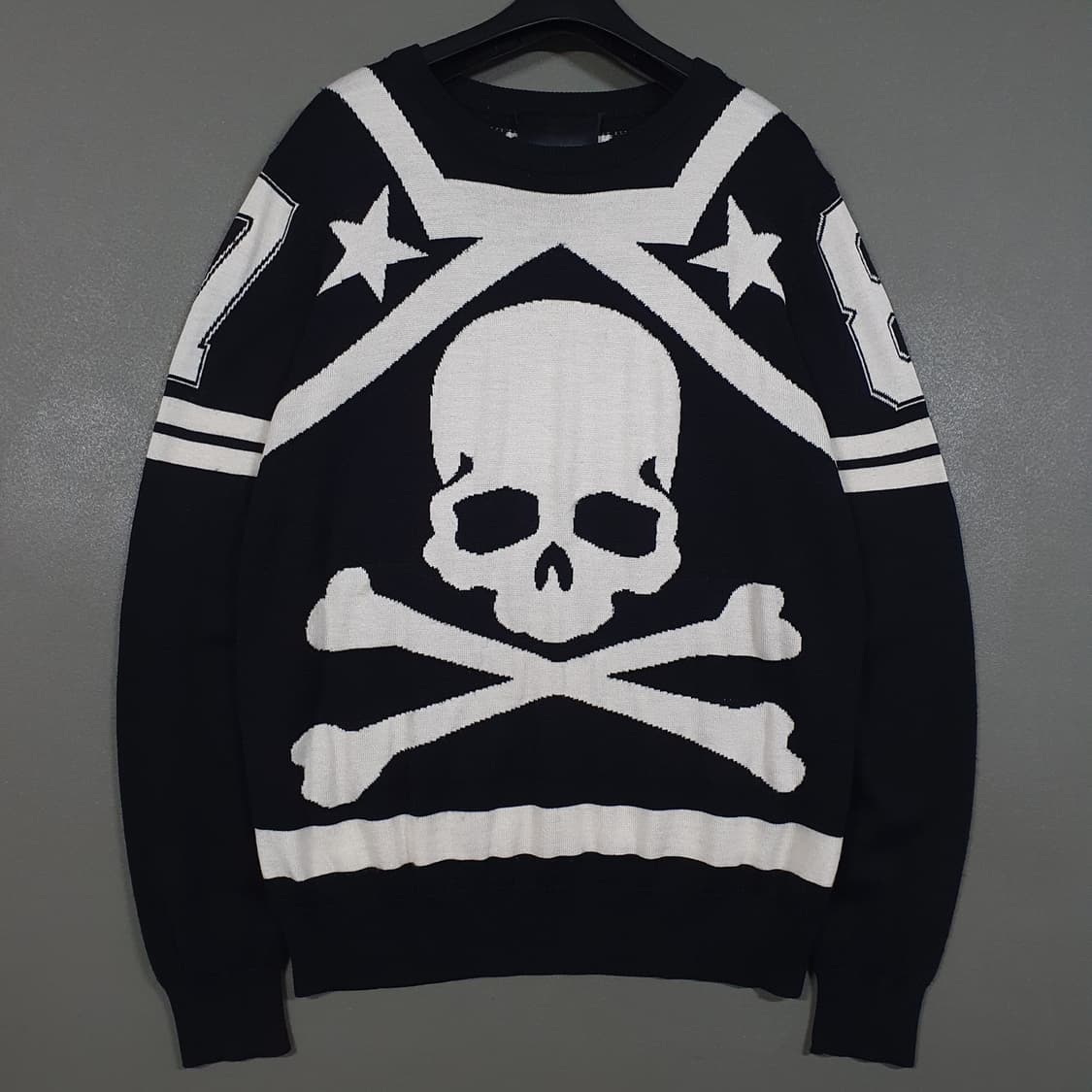실측 L) 필립플레인 스컬 해골 배드보이 백로고 메리노울 모 니트 스웨터 상품이미지1