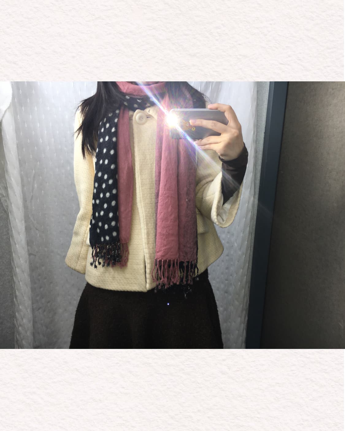 핑크 도트 포인트 울 머플러 상품이미지3