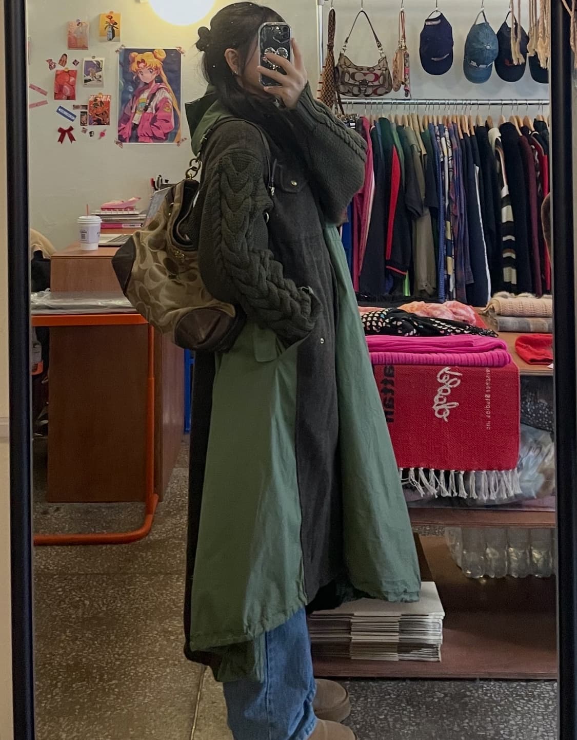 배색 야상코트 [무배] 상품이미지2