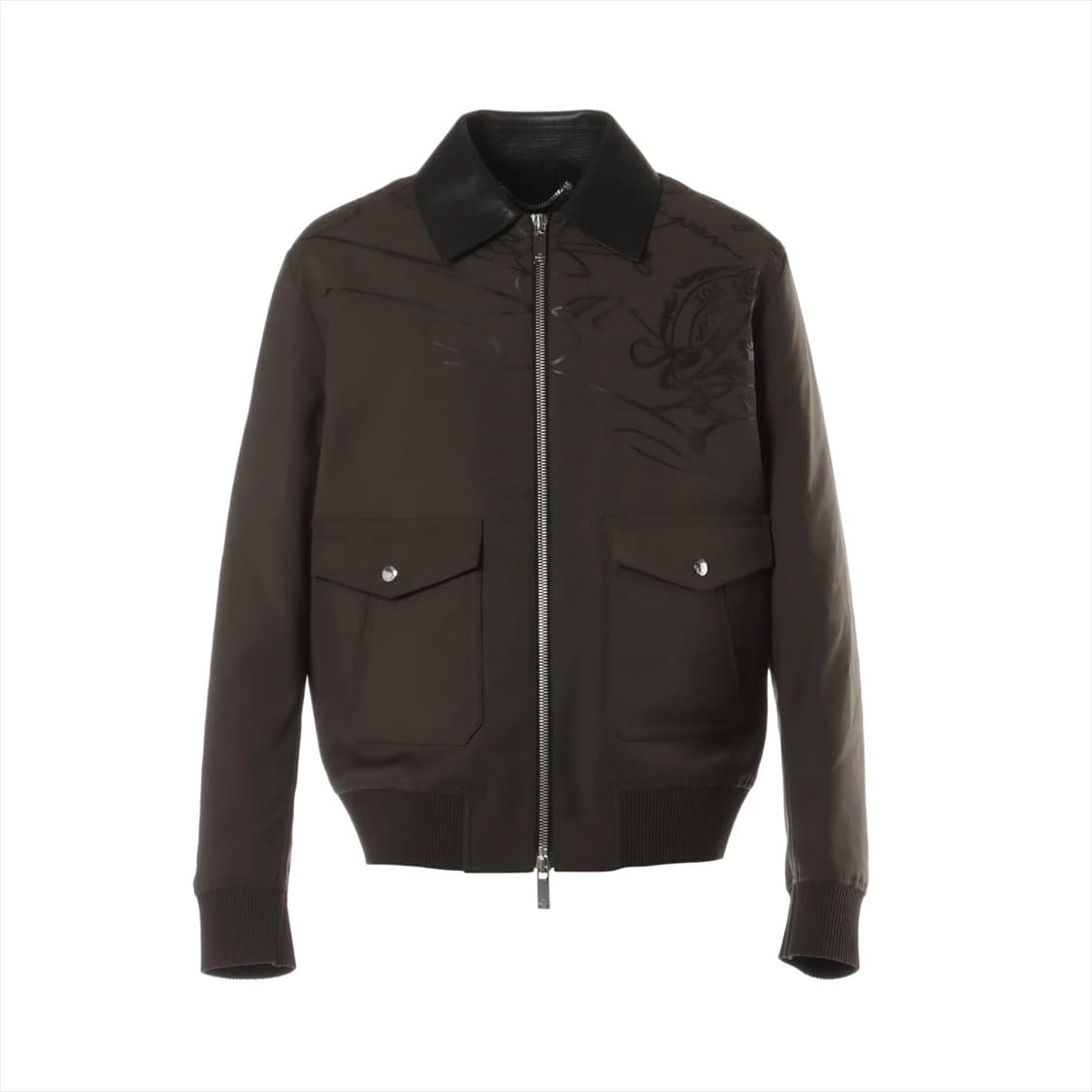 48 / 벨루티 브라운 스크리토 레더 카라 자켓 상품이미지10