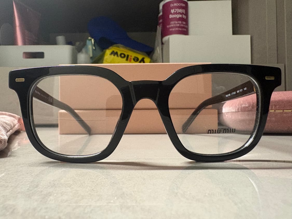 미우미우 로고 템플 스퀘어 안경 상품이미지4