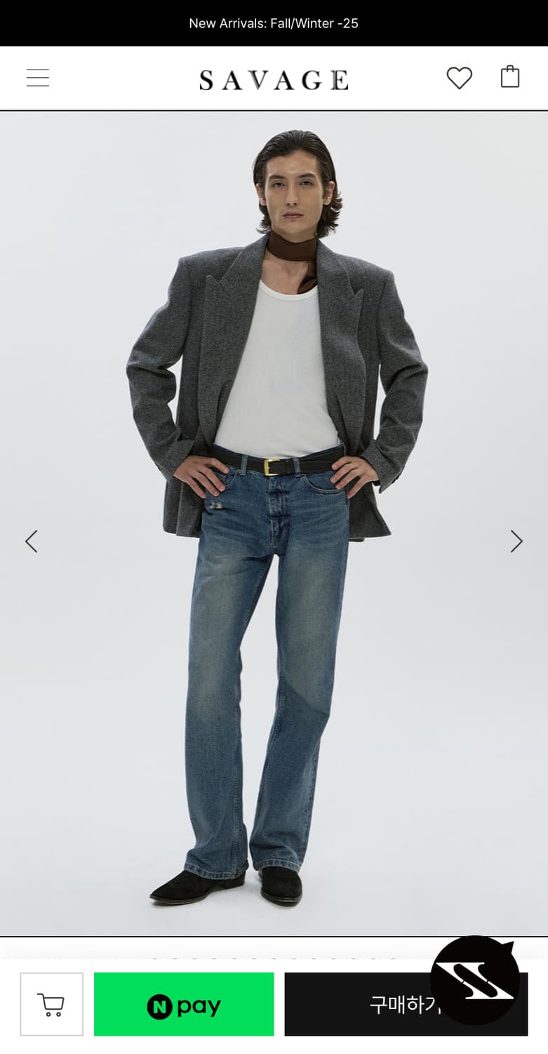 세비지 중청 부츠컷 데님 진 (L size) 상품이미지2