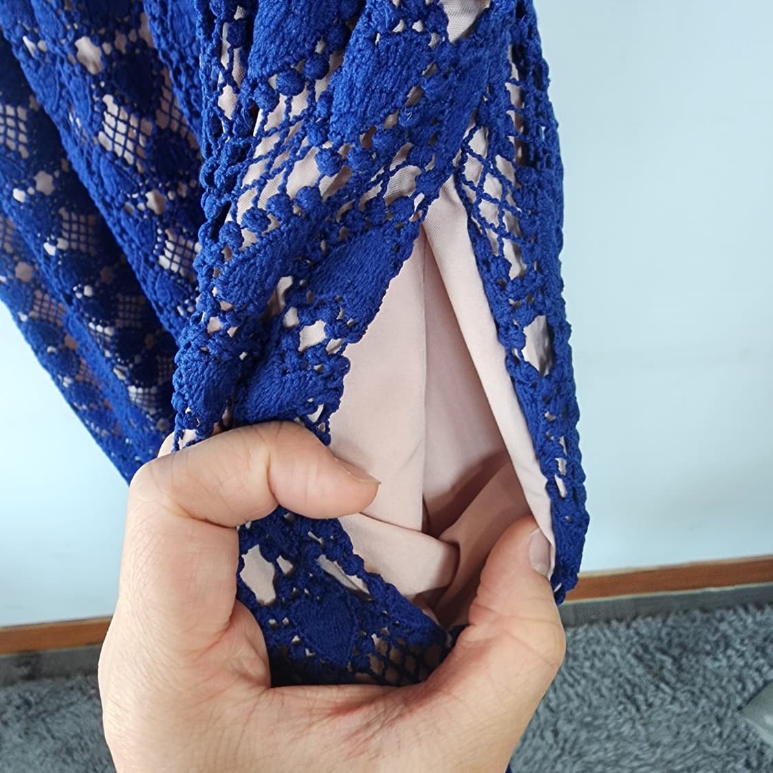 수입 펀칭 레이스 네이비 스퀘어넥 원피스 상품이미지5