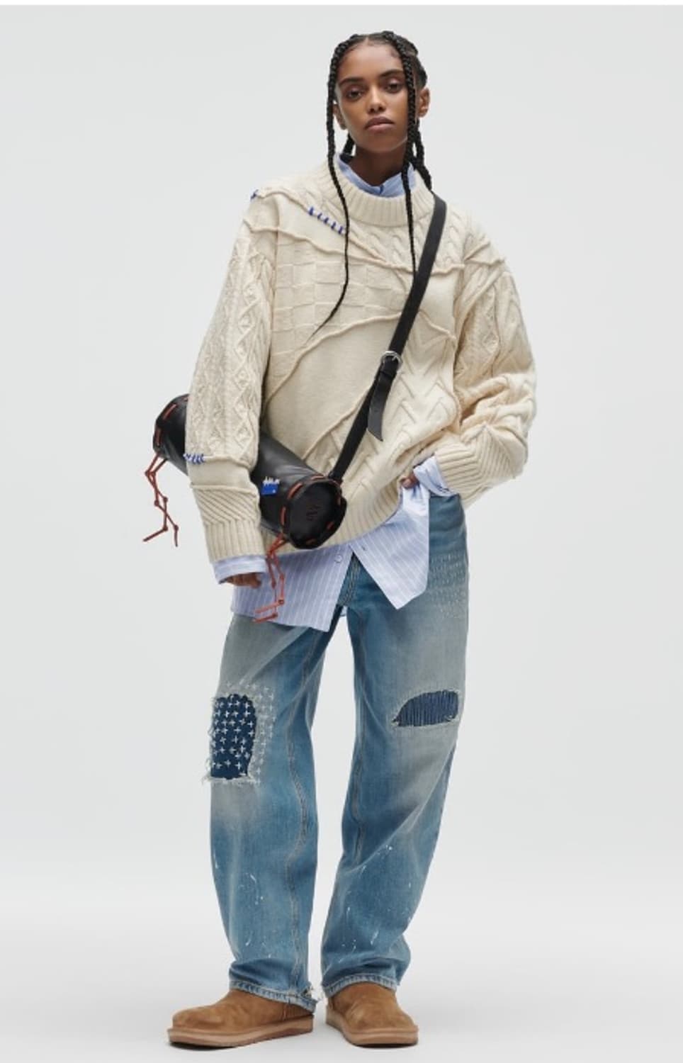 패치워크 오버사이즈 니트 스웨터 s~m 사이즈 새상품 상품이미지1