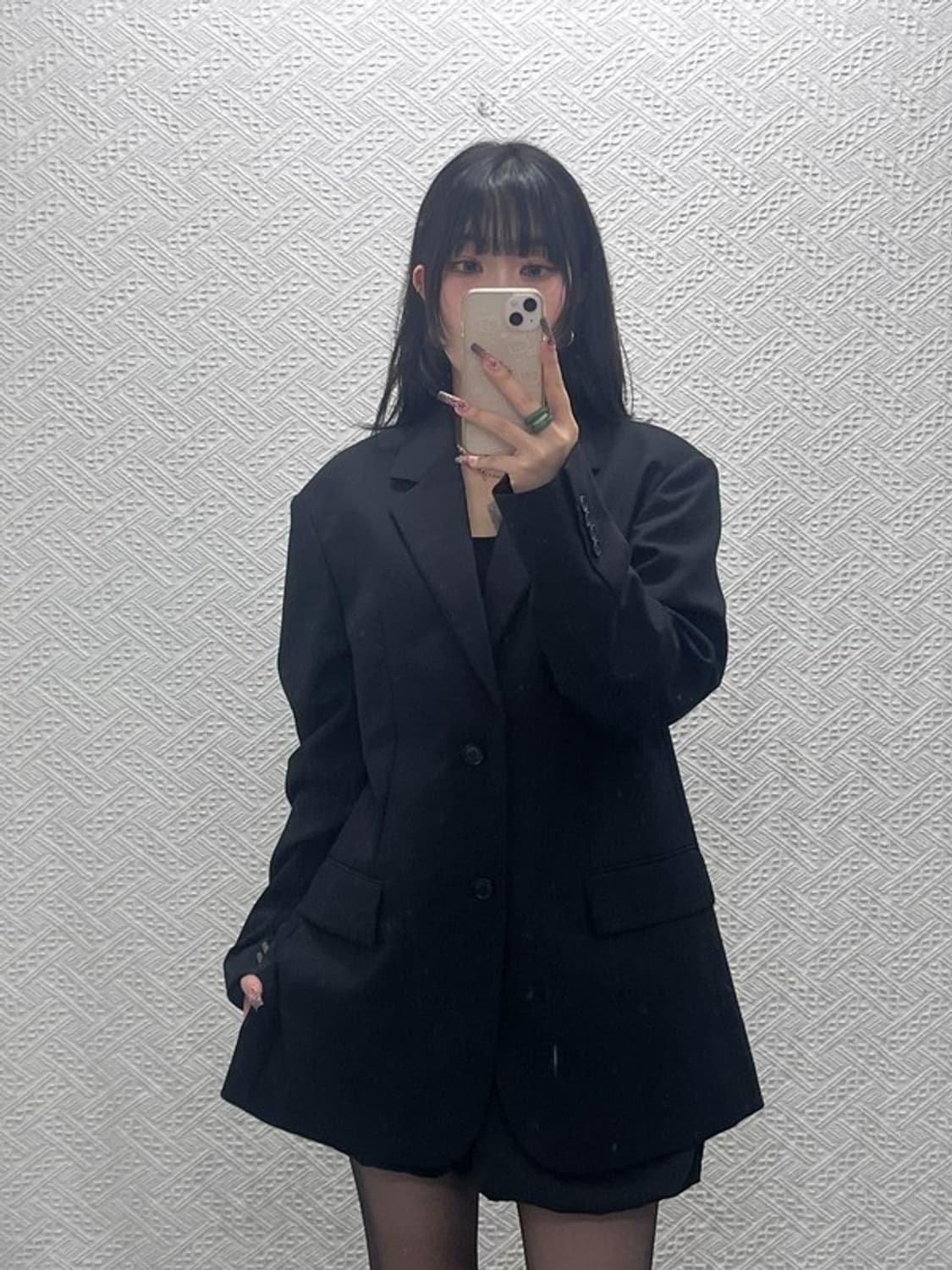 메종미네드 모던시크 캐주얼 올블랙 블레이저 자켓 M C11950 상품이미지2