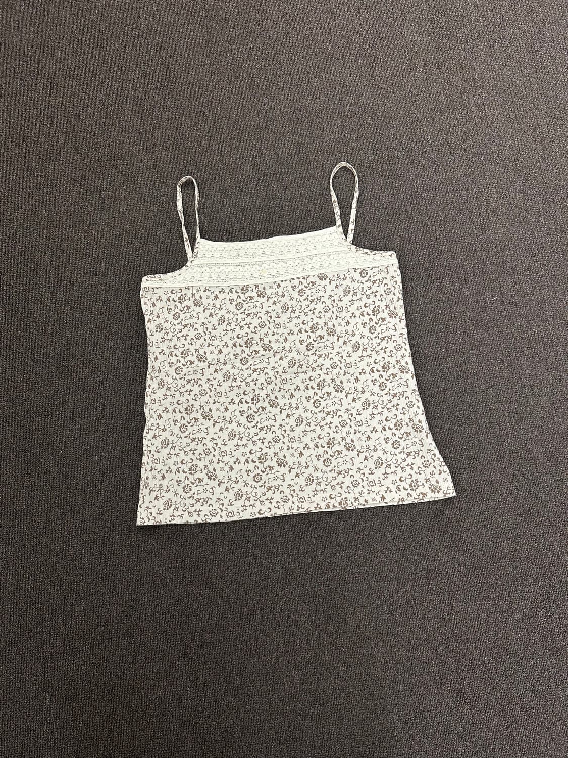 3L)Japanese vintage 여성 플라워 패턴 레이스 디테일 나시 상품이미지1