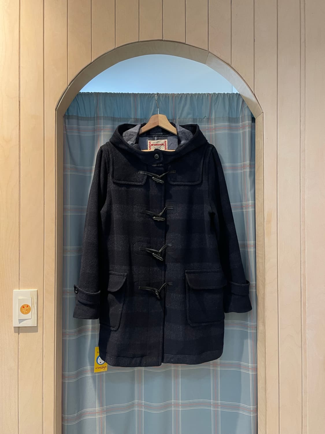 맥그리거 체크 스트라이프 떡볶이 더플코트 상품이미지1