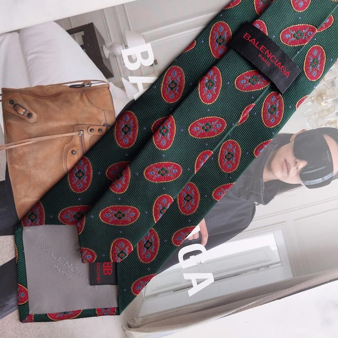 발렌시아가 실크 그린 자카드 패턴 넥타이 9.1cm A등급 K2575
 상품이미지6