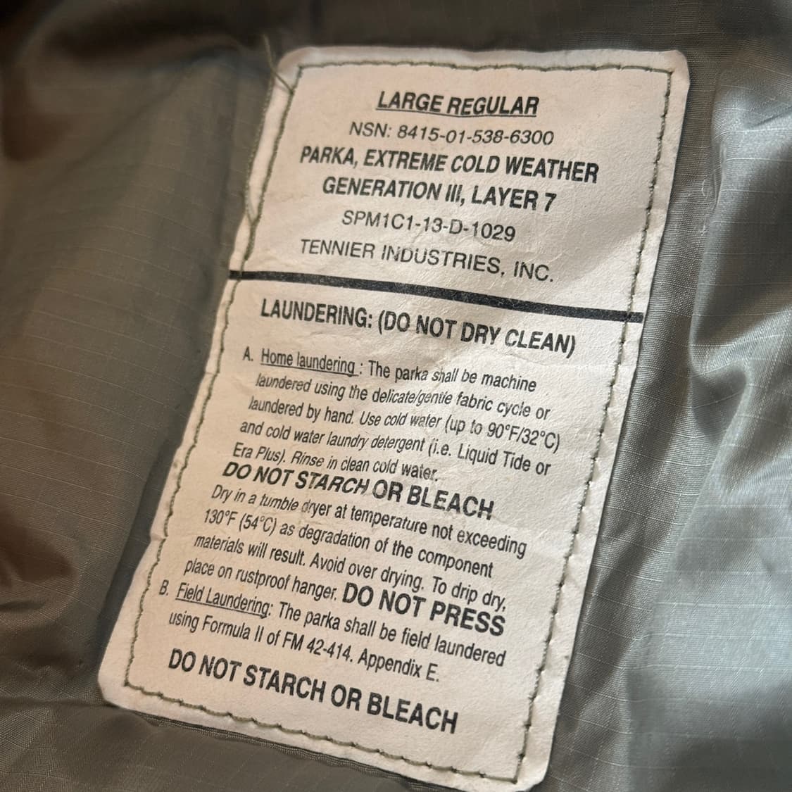 밀리터리 프리마로프트 ECWCS 젠3 레벨7 테니어사 L - L 상품이미지7