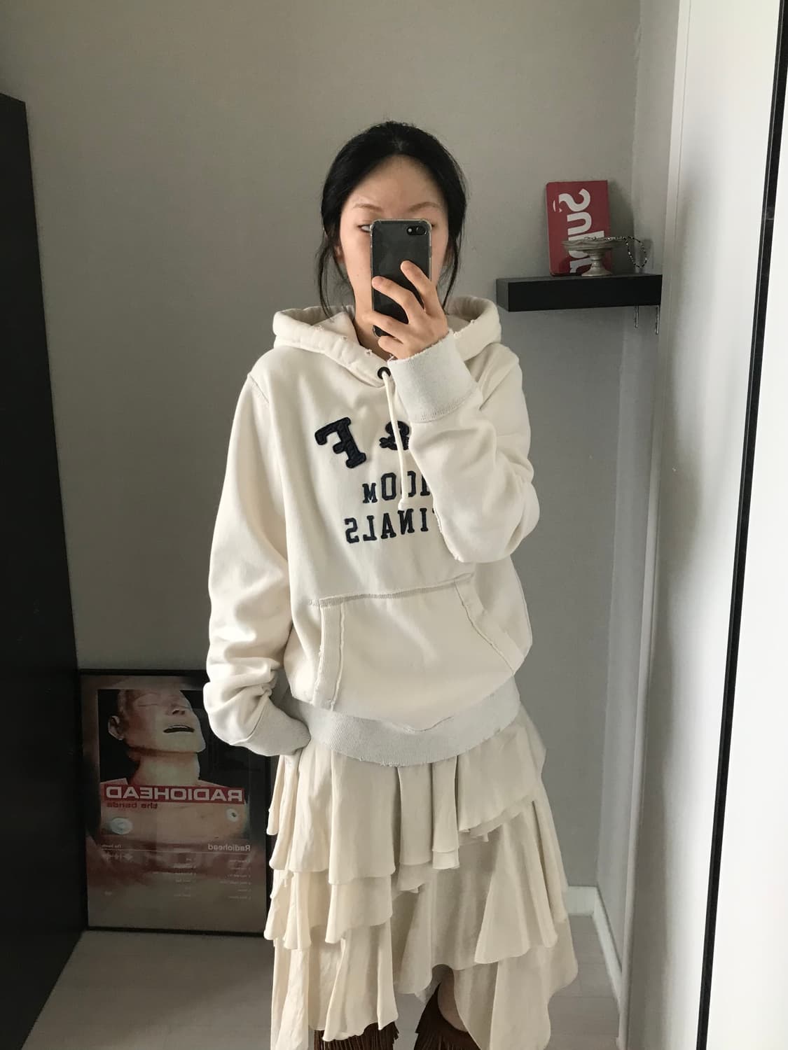 아베크롬비 자수로고 화이트 후드티 상품이미지4