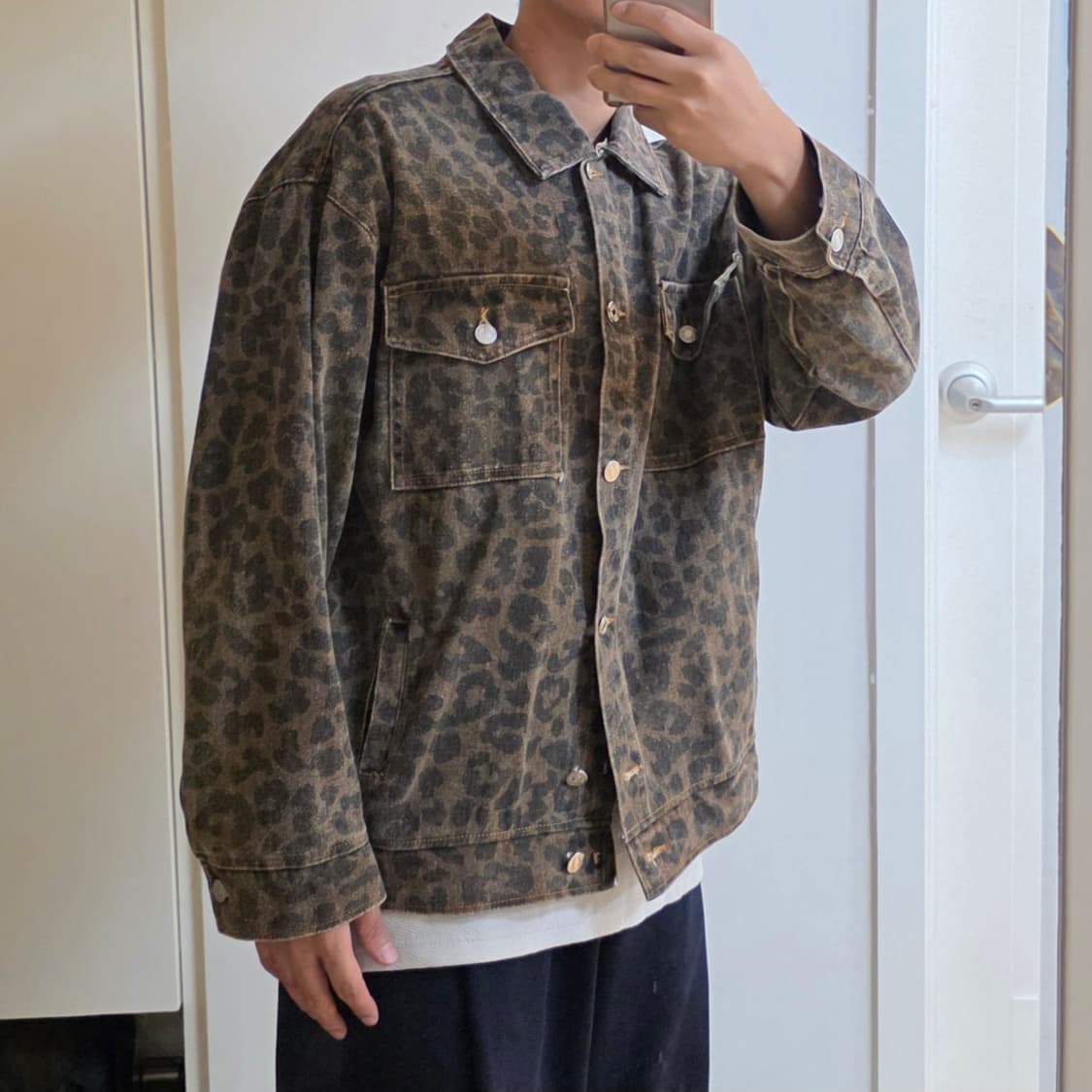 호피 셔츠자켓 오버핏 셔츠 100 셔츠 오버핏 트러커 자켓 카모 밀리터리 상품이미지1