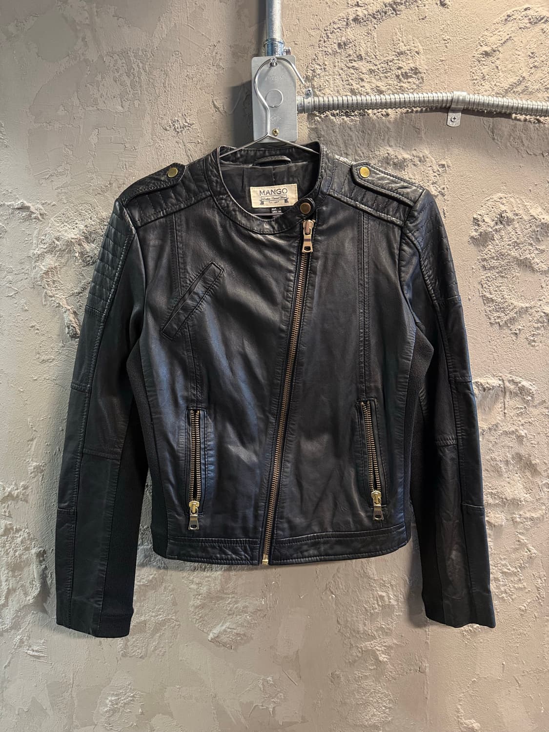 망고 MANGO 양가죽 라이더 자켓 블랙 XS 상품이미지1
