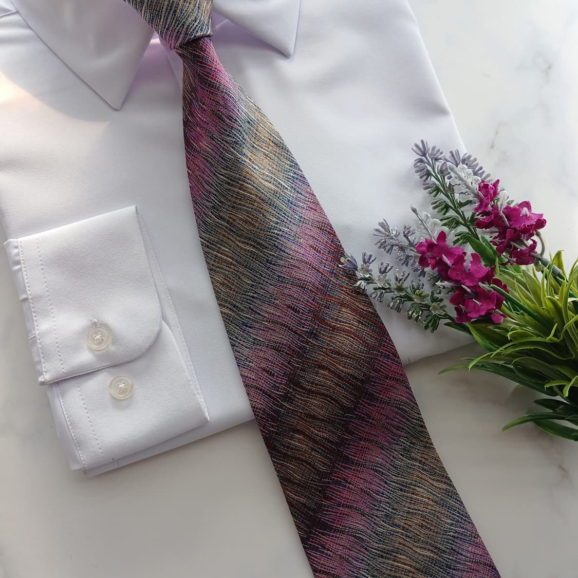 미쏘니 실크 멀티 스트라이프 웨이브 넥타이 8.9cm B등급 A18764 상품이미지5