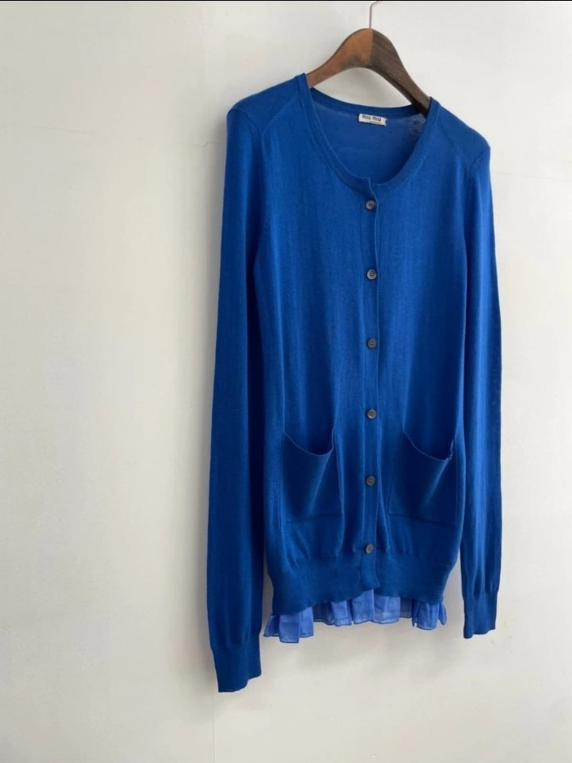 [정품] 미우미우(Miu Miu) 캐시미어 실크 혼방 프릴 가디건 상품이미지9