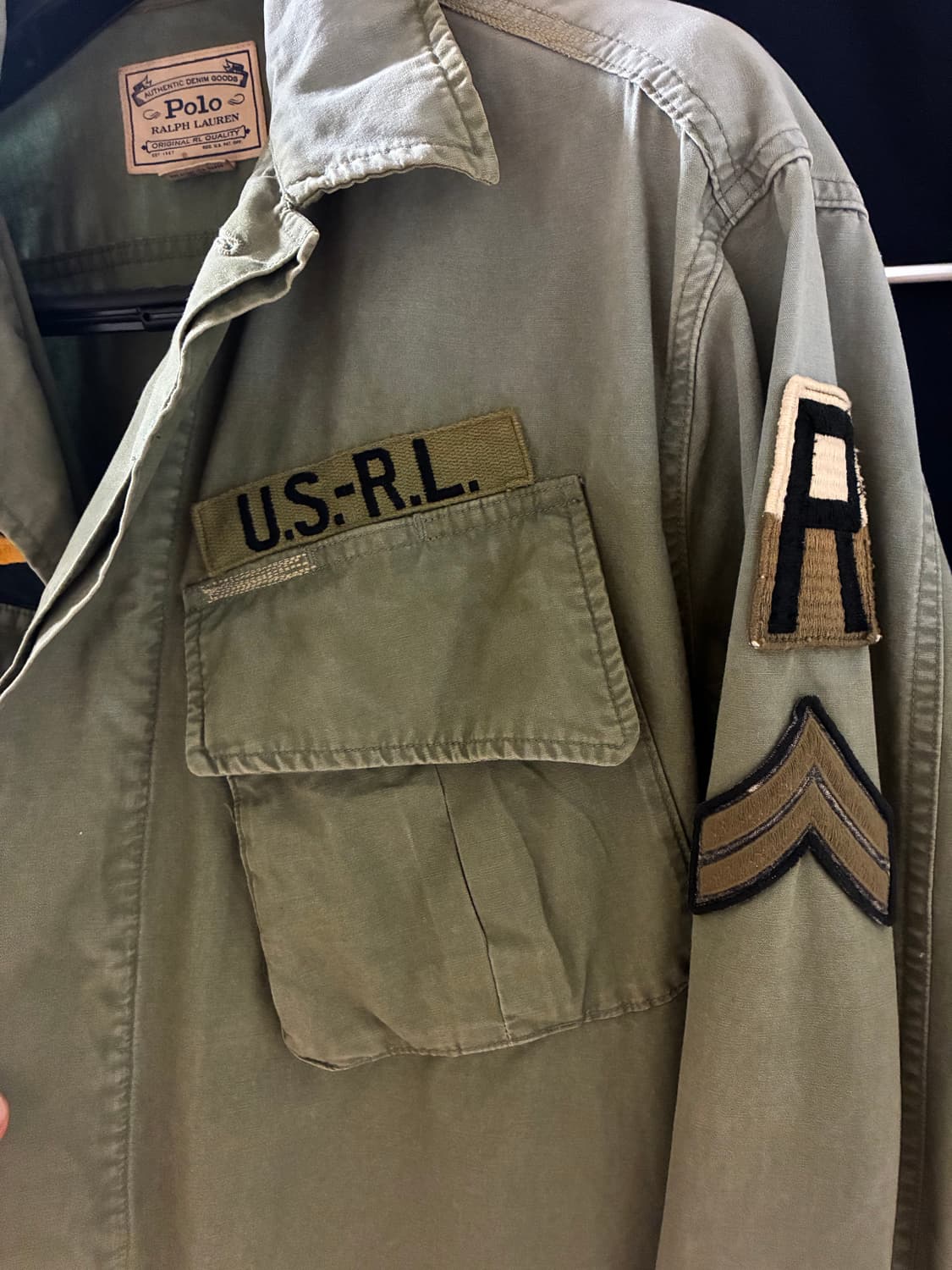 폴로 밀리터리 와펜 패치 빈티지워싱 정글 퍼티그 자켓 L 상품이미지3