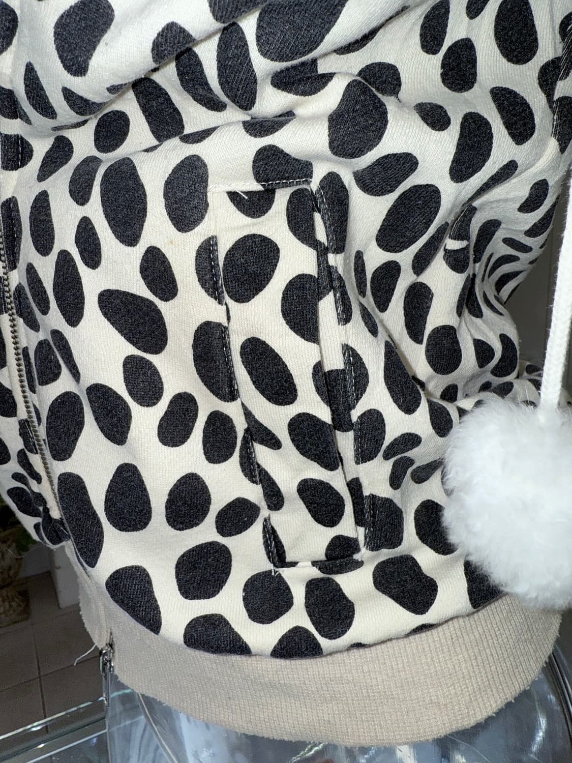 leopard pompom zip up hoodie 상품이미지5