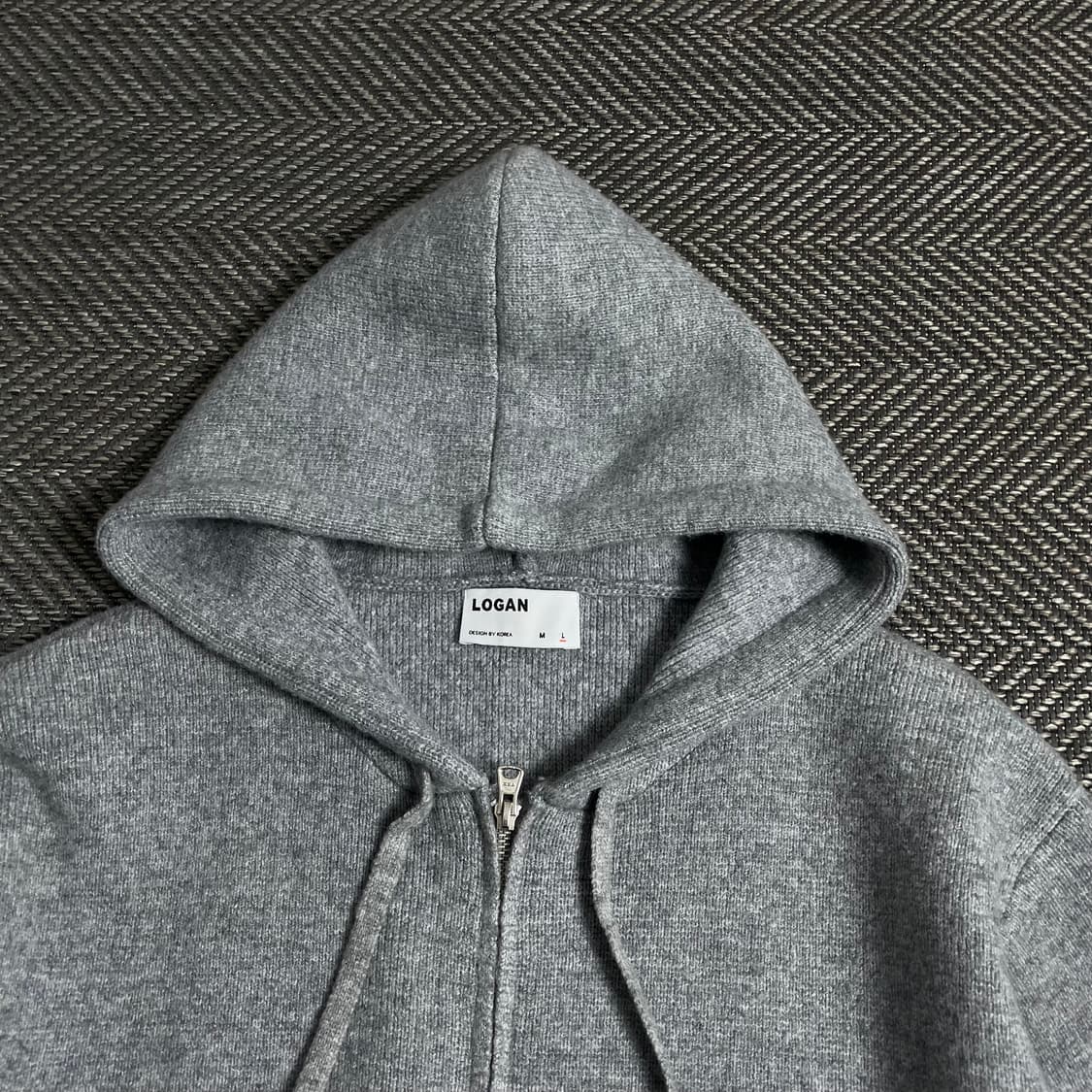 LOGAN 엘보 패치 니트 후드 집업 그레이o 4791 상품이미지6