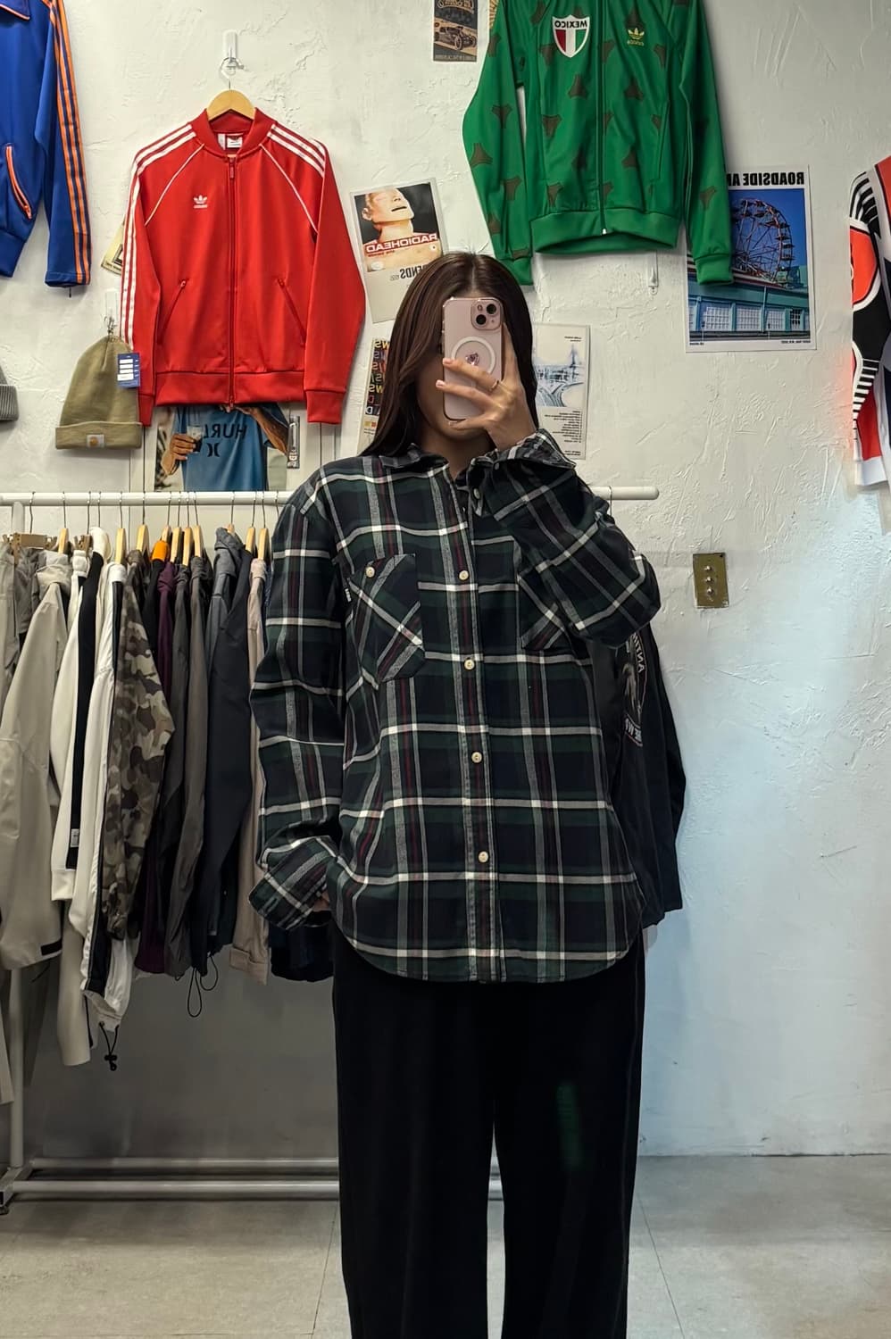 FUBU 후부 올드스쿨 그린 체크 남방 셔츠 XL 상품이미지1