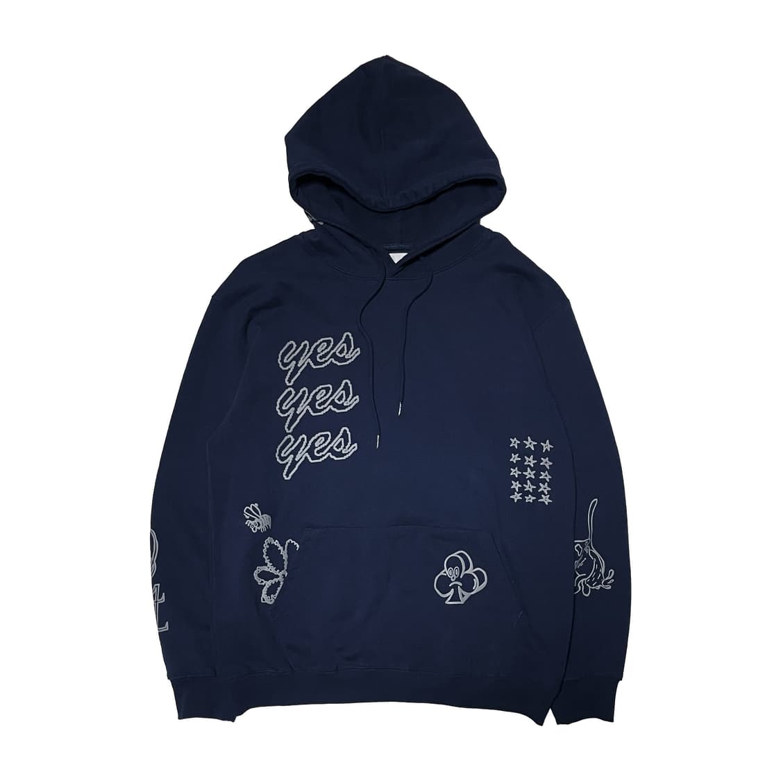 예스아이씨 네이비 프린팅 후드티 상품이미지1