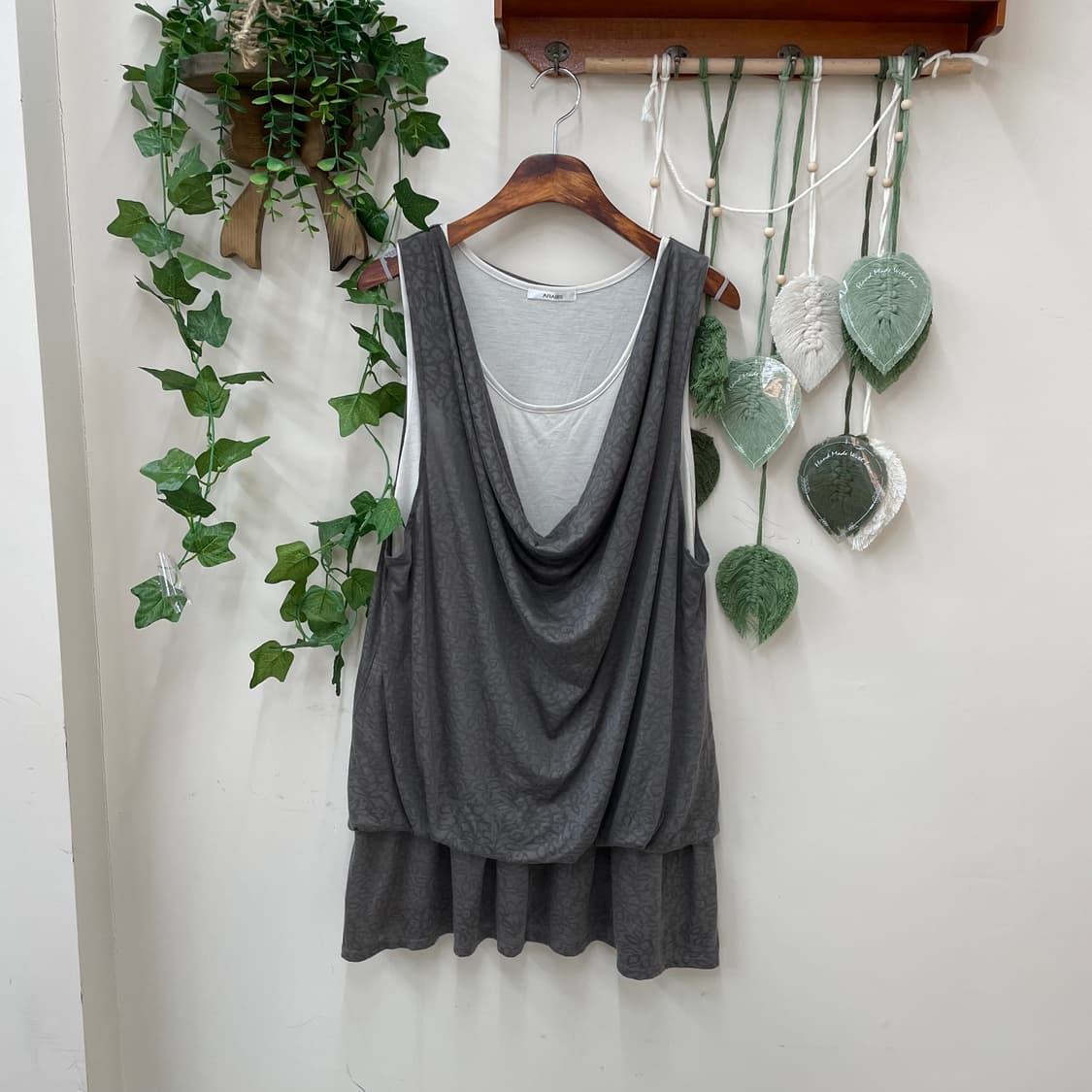 레오파드 드레이프 민소매 슬리브리스 나시 원피스 상품이미지1