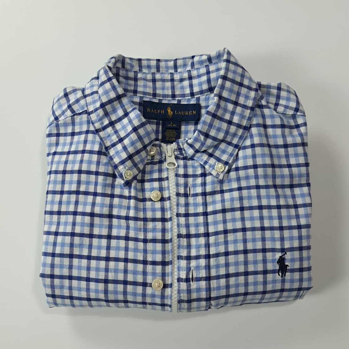 CK335 FREE 폴로 네이비 블루 깅엄체크 크롭 셔츠 자켓 상품이미지6