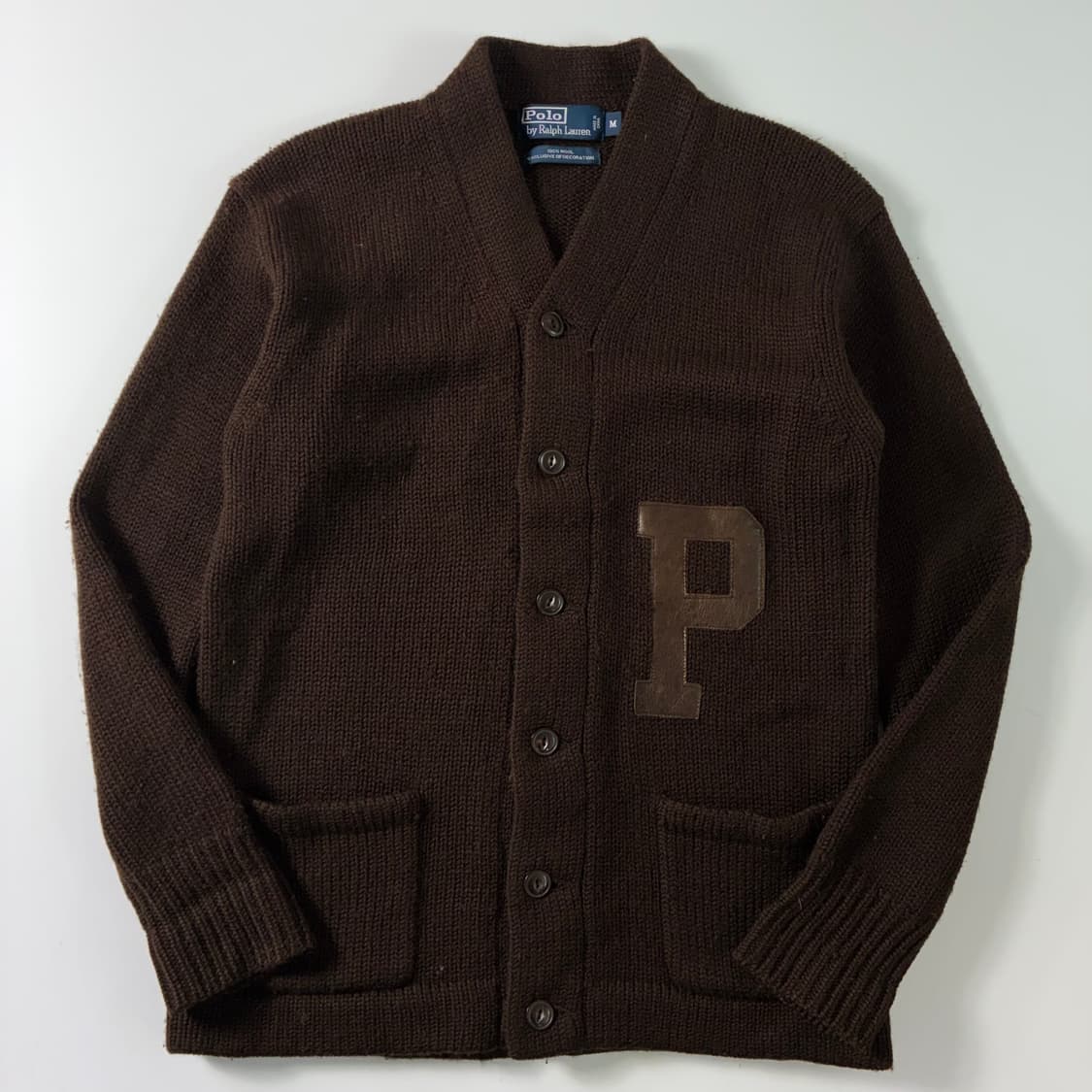 Polo 폴로 랄프로렌 브라운 램스울 P엠브로이드 레터맨 가디건 상품이미지1
