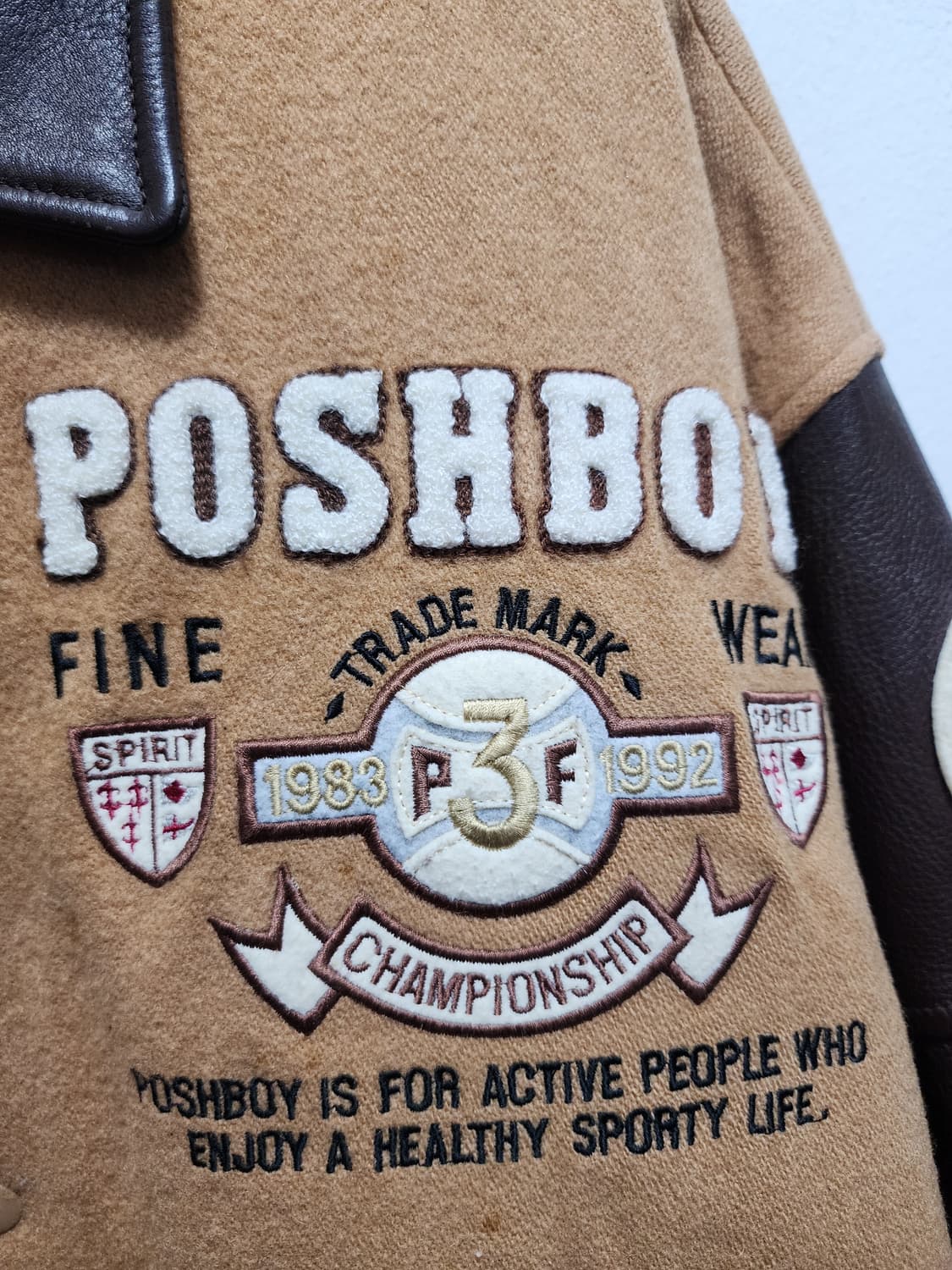 POSHBOY 90s 포쉬보이 WOOL LEATHER 바시티자켓 상품이미지3