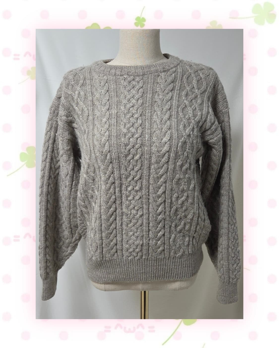 회색베이지 울 케이블 꽈배기 니트 상품이미지4