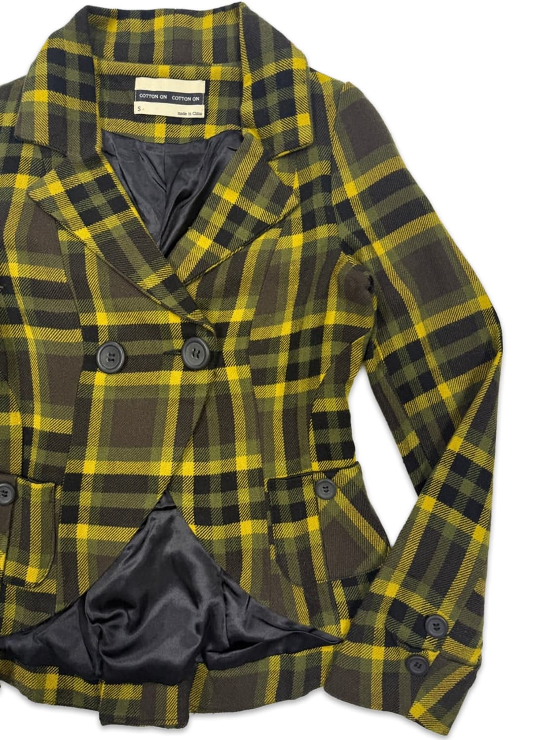 빈티지 체크 슬림 라인 더블 자켓 상품이미지2