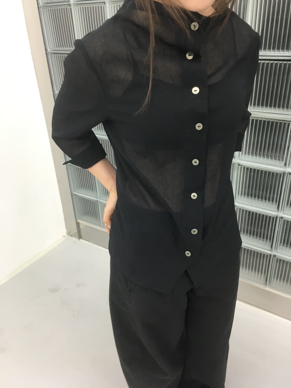 High Neck Sheer Top 상품이미지2