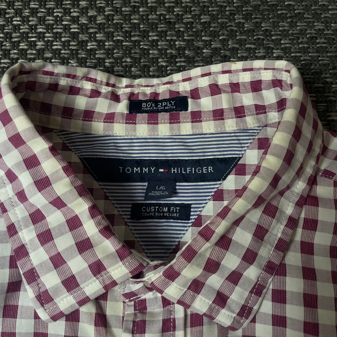 타미힐피거 퍼플핑크 체크 커스텀핏 긴팔 셔츠 L 상품이미지4