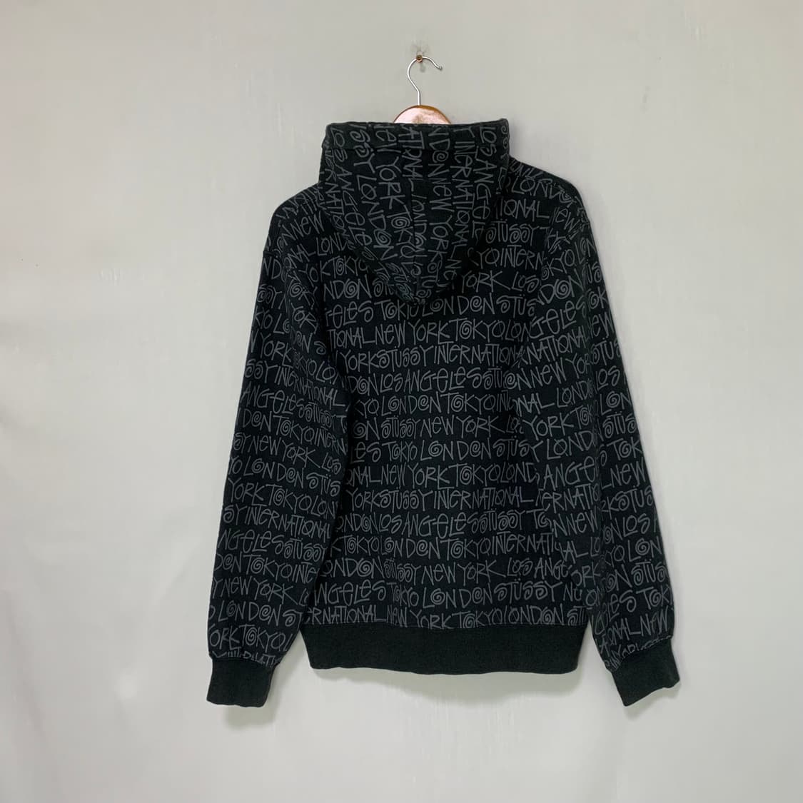 스투시 재팬 레터링 프린팅 기모 후드티 차콜 L 빈티지 남녀공용 상품이미지5