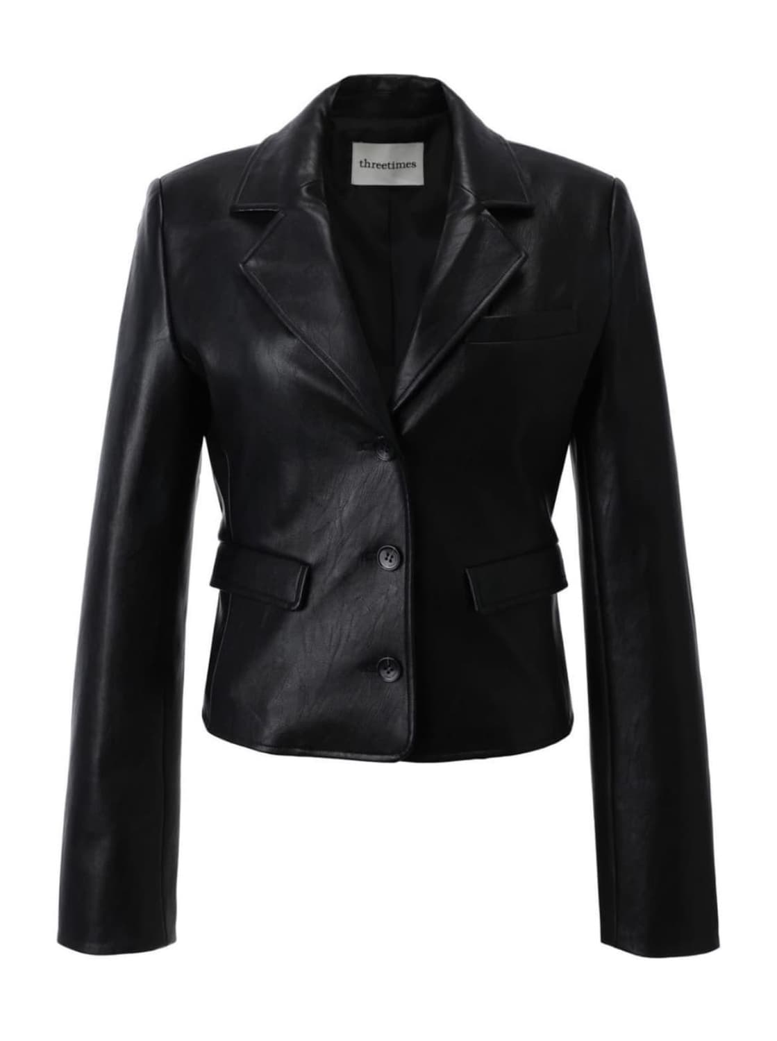 쓰리타임즈 클래식레더자켓 블랙 상품이미지1