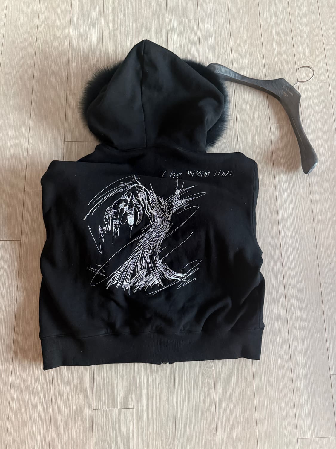 언더마이카 퍼 후드집업 블랙 상품이미지2