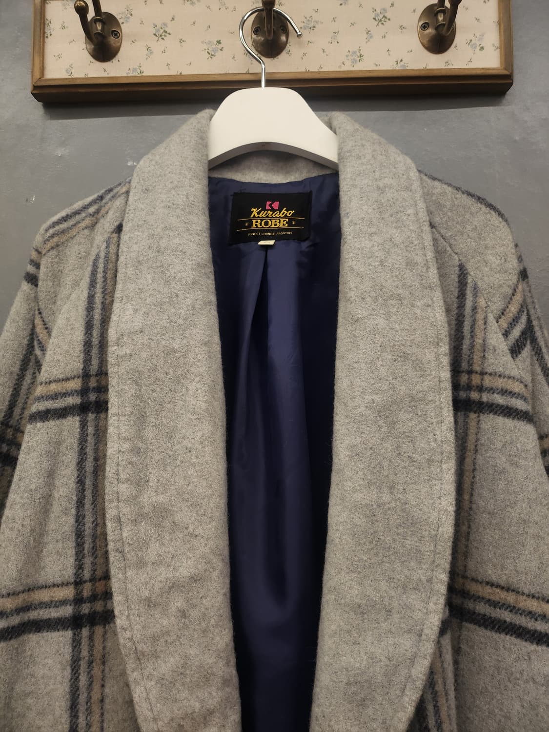 일본빈티지 체크로브가운 상품이미지3