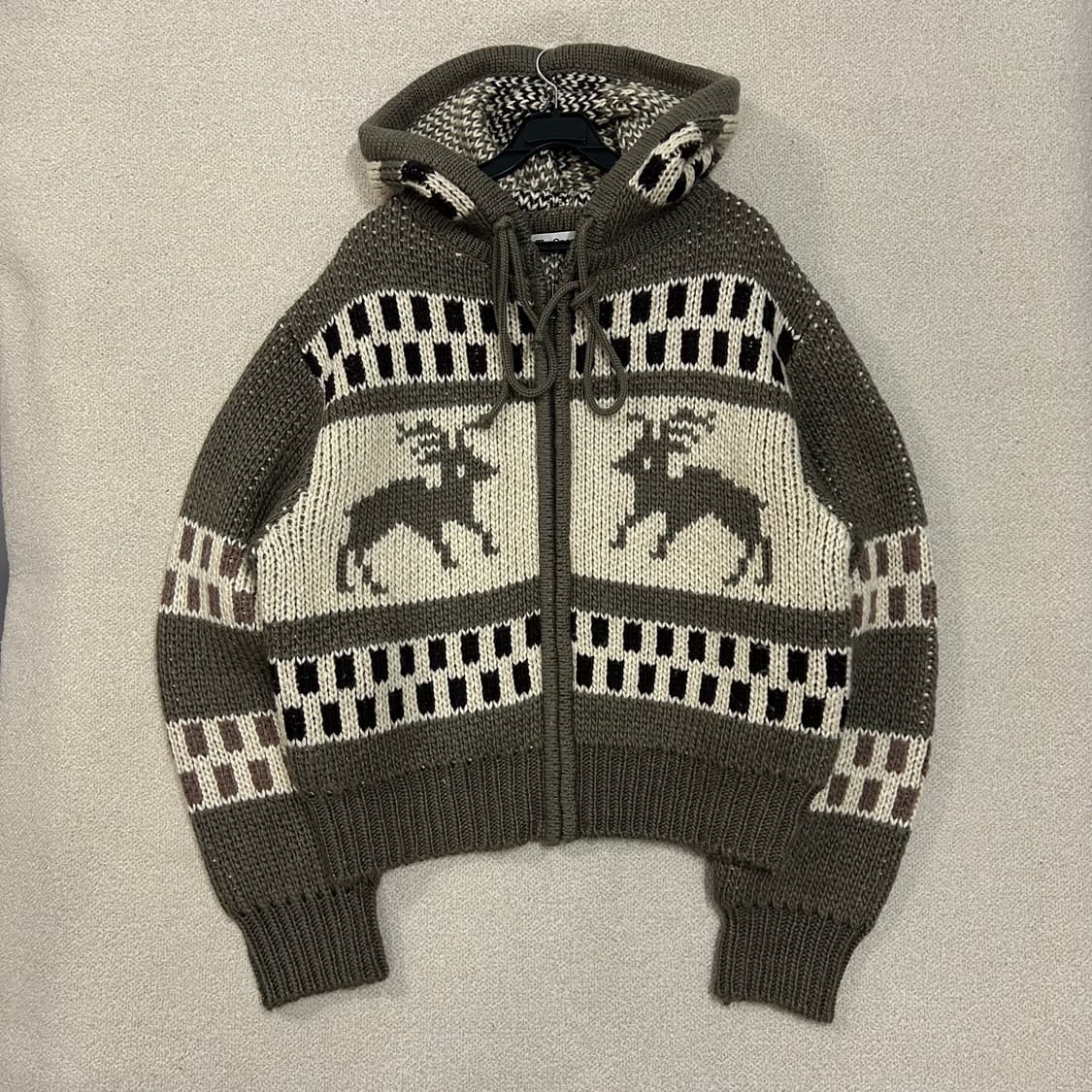 (F) 더오픈프로덕트 자카드 코위찬 니트집업  상품이미지1