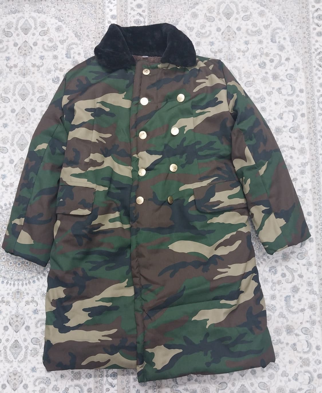 빈티지 밀리터리 카라 퍼 금장단추 코트 F (안쪽 플리스,105-110) 상품이미지1
