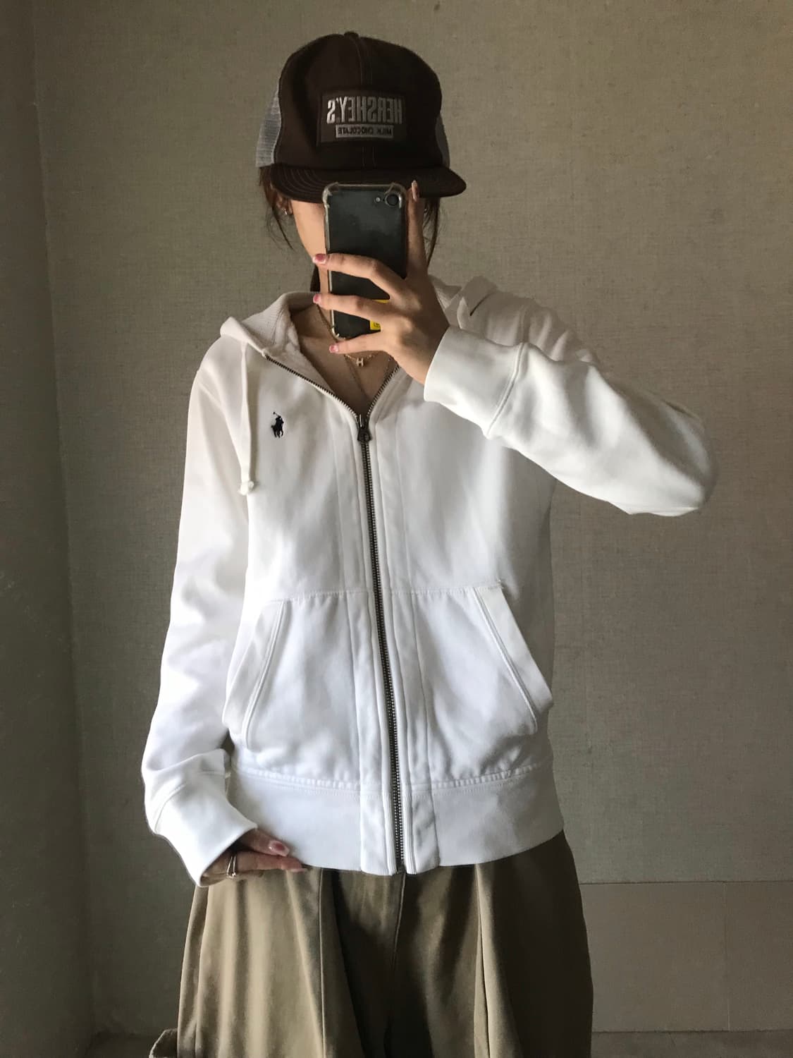 폴로 화이트 후드집업 상품이미지1